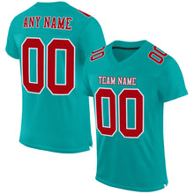 Загрузить изображение в средство просмотра галереи, Custom Aqua Red-White Mesh Authentic Football Jersey