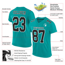 Laden Sie das Bild in den Galerie-Viewer, Custom Aqua Black-White Mesh Authentic Football Jersey
