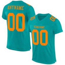 Charger l'image dans la galerie, Custom Aqua Bay Orange Mesh Authentic Football Jersey