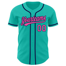 Load image into Gallery viewer, Custom Aqua Pink-Navy Authentic Baseball Jersey