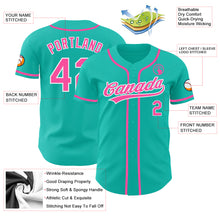 Load image into Gallery viewer, Custom Aqua Pink-White Authentic Baseball Jersey
