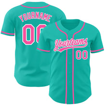 Load image into Gallery viewer, Custom Aqua Pink-White Authentic Baseball Jersey