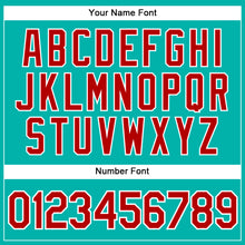 Загрузить изображение в средство просмотра галереи, Custom Aqua White Pinstripe Red Authentic Baseball Jersey