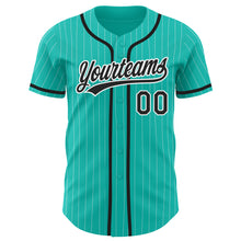 Charger l'image dans la galerie, Custom Aqua White Pinstripe Black Authentic Baseball Jersey