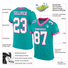 Load image into Gallery viewer, Custom Aqua White-Pink Mesh Authentic Football Jersey