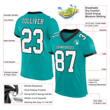 Load image into Gallery viewer, Custom Aqua White-Black Mesh Authentic Football Jersey
