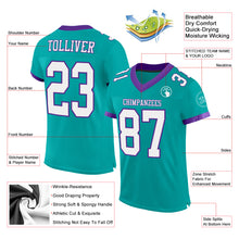 Загрузить изображение в средство просмотра галереи, Custom Aqua White-Purple Mesh Authentic Football Jersey