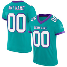 Загрузить изображение в средство просмотра галереи, Custom Aqua White-Purple Mesh Authentic Football Jersey