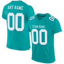 Load image into Gallery viewer, Custom Aqua White Mesh Authentic Football Jersey