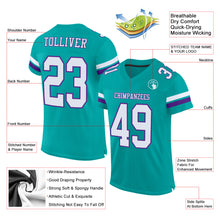 Laden Sie das Bild in den Galerie-Viewer, Custom Aqua White-Purple Mesh Authentic Football Jersey
