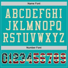 Load image into Gallery viewer, Custom Aqua Vintage USA Flag-City Cream Mesh Authentic Football Jersey