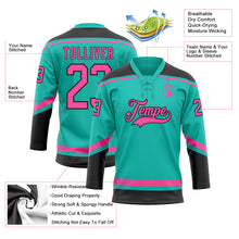 Загрузить изображение в средство просмотра галереи, Custom Aqua Pink-Black Hockey Lace Neck Jersey