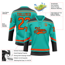 Загрузить изображение в средство просмотра галереи, Custom Aqua Orange-Black Hockey Lace Neck Jersey