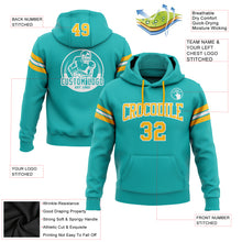 Load image into Gallery viewer, Custom Stitched Aqua Gold-White Football Pullover Sweatshirt Hoodie