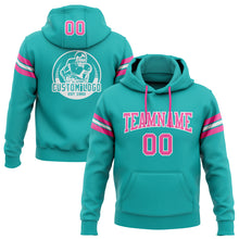Charger l'image dans la galerie, Custom Stitched Aqua Pink-White Football Pullover Sweatshirt Hoodie