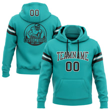 Charger l'image dans la galerie, Custom Stitched Aqua Black-White Football Pullover Sweatshirt Hoodie