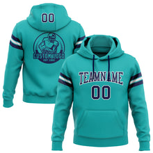 Charger l'image dans la galerie, Custom Stitched Aqua Navy-White Football Pullover Sweatshirt Hoodie