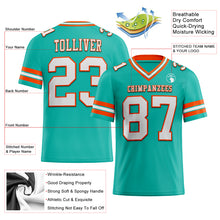 Загрузить изображение в средство просмотра галереи, Custom Aqua White-Orange Authentic Football Jersey