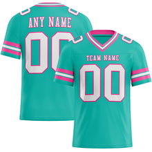 Загрузить изображение в средство просмотра галереи, Custom Aqua White-Pink Authentic Football Jersey