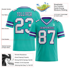 Загрузить изображение в средство просмотра галереи, Custom Aqua White-Purple Authentic Football Jersey