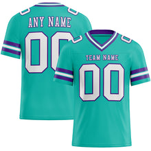 Загрузить изображение в средство просмотра галереи, Custom Aqua White-Purple Authentic Football Jersey