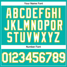 Загрузить изображение в средство просмотра галереи, Custom Aqua White Pinstripe White-Yellow Authentic Baseball Jersey