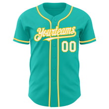 Загрузить изображение в средство просмотра галереи, Custom Aqua White-Yellow Authentic Baseball Jersey