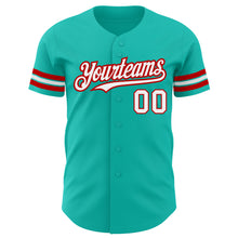 Загрузить изображение в средство просмотра галереи, Custom Aqua White-Red Authentic Baseball Jersey