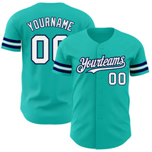 Загрузить изображение в средство просмотра галереи, Custom Aqua White-Navy Authentic Baseball Jersey