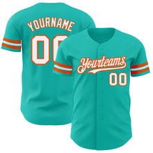 Загрузить изображение в средство просмотра галереи, Custom Aqua White-Orange Authentic Baseball Jersey