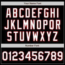 Charger l'image dans la galerie, Custom Black White-Red 3 Colors Arm Shapes Authentic Baseball Jersey