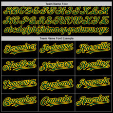 Load image into Gallery viewer, Custom Black Green-Gold 3 Colors Arm Shapes Authentic Baseball Jersey
