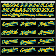 Charger l'image dans la galerie, Custom Black Yellow-Teal 3 Colors Arm Shapes Authentic Baseball Jersey