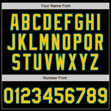 Charger l'image dans la galerie, Custom Black Yellow-Teal 3 Colors Arm Shapes Authentic Baseball Jersey