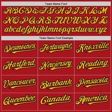 Charger l'image dans la galerie, Custom Red Gold-Black 3 Colors Arm Shapes Authentic Baseball Jersey