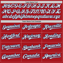 Charger l'image dans la galerie, Custom Red White-Navy 3 Colors Arm Shapes Authentic Baseball Jersey