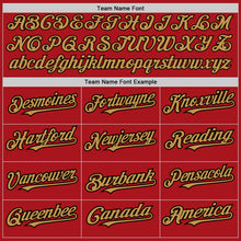 Загрузить изображение в средство просмотра галереи, Custom Red Old Gold-Black 3 Colors Arm Shapes Authentic Baseball Jersey