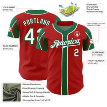 Charger l'image dans la galerie, Custom Red White-Kelly Green 3 Colors Arm Shapes Authentic Baseball Jersey