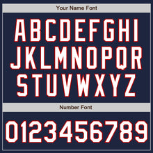Загрузить изображение в средство просмотра галереи, Custom Navy White-Red 3 Colors Arm Shapes Authentic Baseball Jersey