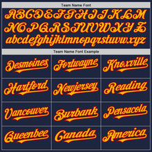 Загрузить изображение в средство просмотра галереи, Custom Navy Gold-Red 3 Colors Arm Shapes Authentic Baseball Jersey