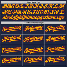 Загрузить изображение в средство просмотра галереи, Custom Navy Gold-Crimson 3 Colors Arm Shapes Authentic Baseball Jersey