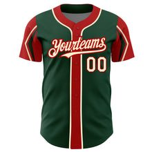 Charger l'image dans la galerie, Custom Green Cream-Red 3 Colors Arm Shapes Authentic Baseball Jersey