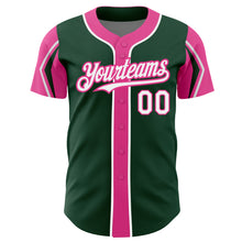 Загрузить изображение в средство просмотра галереи, Custom Green White-Pink 3 Colors Arm Shapes Authentic Baseball Jersey