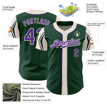 Charger l'image dans la galerie, Custom Green Purple-Cream 3 Colors Arm Shapes Authentic Baseball Jersey