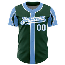 Charger l'image dans la galerie, Custom Green White-Light Blue 3 Colors Arm Shapes Authentic Baseball Jersey