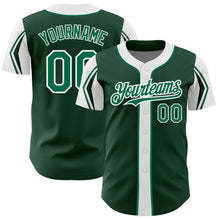 Charger l'image dans la galerie, Custom Green Kelly Green-White 3 Colors Arm Shapes Authentic Baseball Jersey