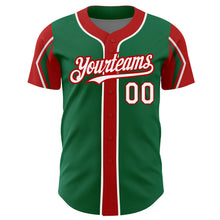 Charger l'image dans la galerie, Custom Kelly Green White-Red 3 Colors Arm Shapes Authentic Baseball Jersey