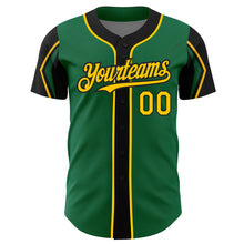 Загрузить изображение в средство просмотра галереи, Custom Kelly Green Yellow-Black 3 Colors Arm Shapes Authentic Baseball Jersey