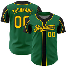 Загрузить изображение в средство просмотра галереи, Custom Kelly Green Yellow-Black 3 Colors Arm Shapes Authentic Baseball Jersey