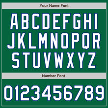 Load image into Gallery viewer, Custom Kelly Green White-Royal 3 Colors Arm Shapes Authentic Baseball Jersey